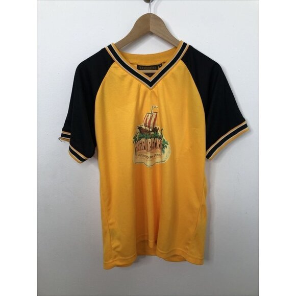 Tangerine Athletic Shipwrecked Mens S T-Shirt Yellow Black Rescued By Jesus - Picture 1 of 5